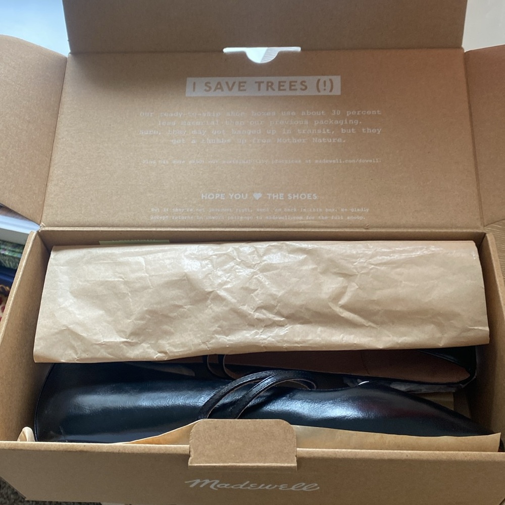 Madewell Black Leather Flats with Gold Buckles - Picture 6 of 6